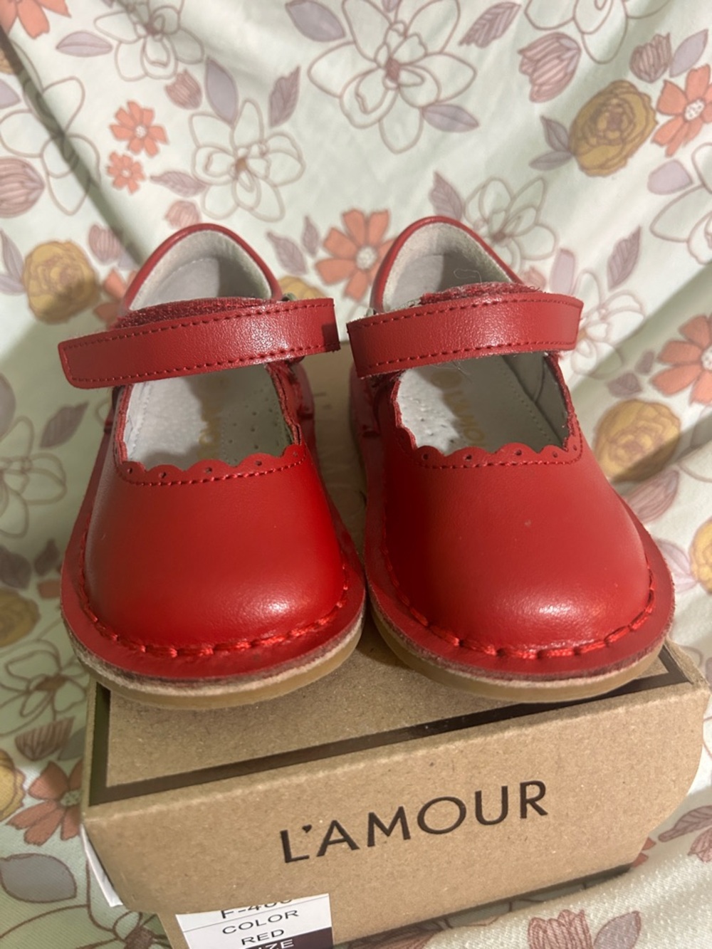 L'Amour Bright Red Mary Jane Kids Dress Shoes